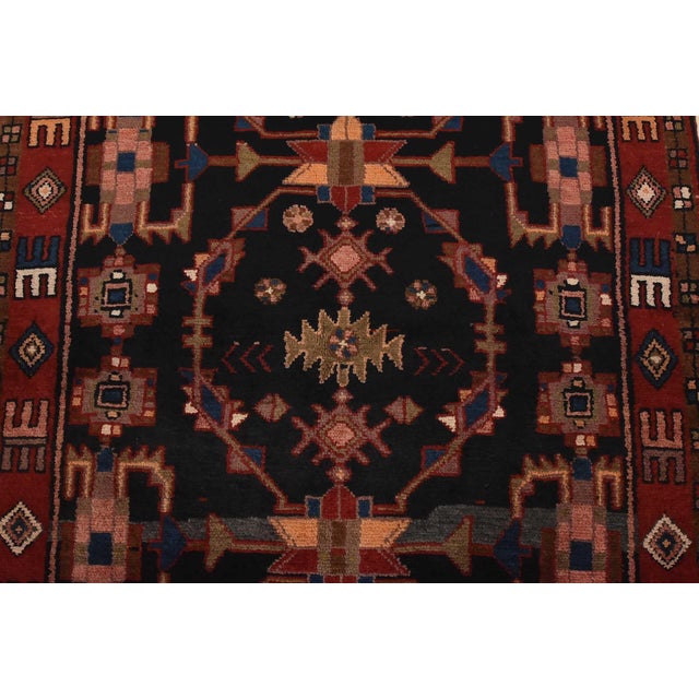 1980s Zanjan Rug 3’11” X 5’8” Blue Wool Vintage Tribal Hand-Knotted Oriental Carpet For Sale - Image 5 of 13