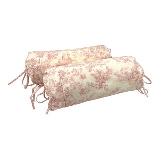 Jane Wilner Haute Couture Pink Toile Neck Pillow-A Set For Sale