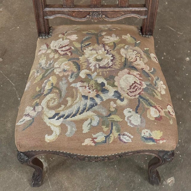 Set of 8 Antique Country French Liègeois Dining Chairs With Needlepoint Tapestry Includes 2 Armchairs For Sale - Image 15 of 18