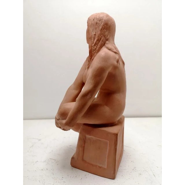 Art Deco Style Terracotta Sitting Nude Sculpture from Kelemen, 1973 For Sale - Image 6 of 12