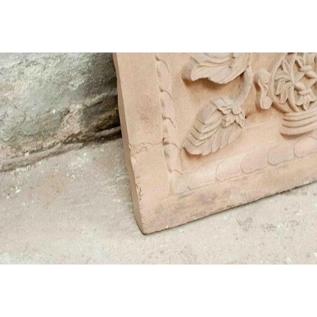 Indian Relief Depicting Vegetation in Pink Sandstone, 20th Century For Sale - Image 4 of 7