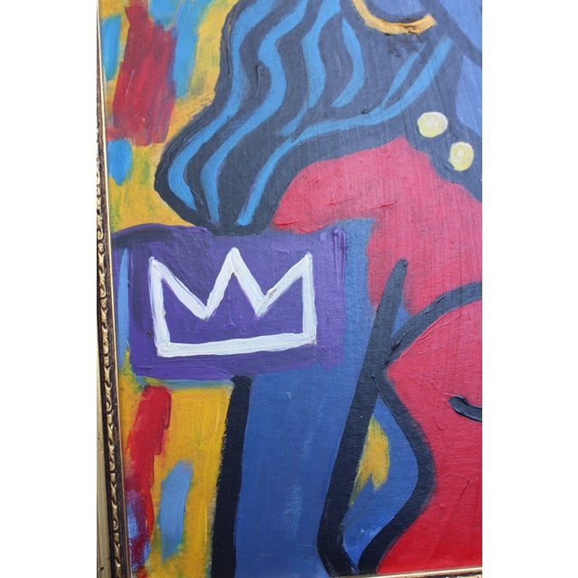 Late 20th Century Neo-Expressionist Bright Bold Color Post Modern Cubist Portrait Painting For Sale - Image 6 of 9