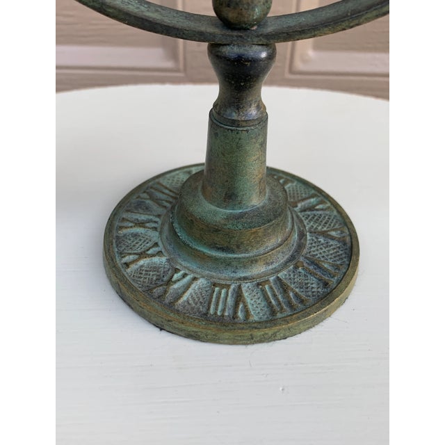 Verdigris Vintage English Country Brass Verdigris Garden Armillary Sundial For Sale - Image 8 of 11