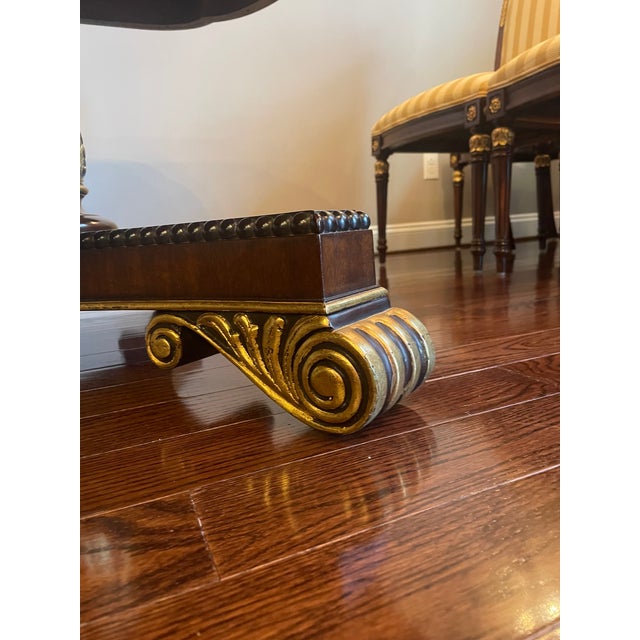 1990s Ej Victor Regency Mahogany Chippendale Dining Room Table and Set of 14 Chairs With by Gold Leaf Accents For Sale - Image 12 of 18
