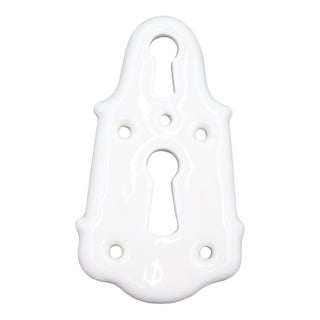 Vintage 2.625 In. White Ceramic Double Keyhole Cover For Sale
