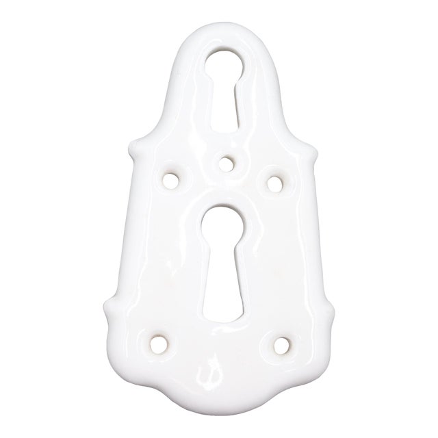 Vintage 2.625 In. White Ceramic Double Keyhole Cover For Sale