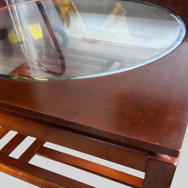 Wood Cherry Coffee Table with Glass Insert from Stickley, 2001 For Sale - Image 7 of 9