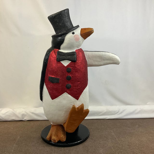 1980s Vintage Boho Chic Penguin Butler Paper Mache