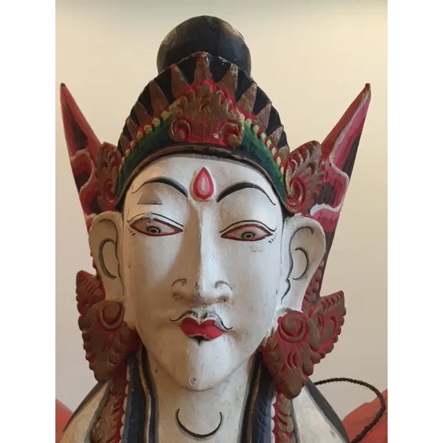 Raspberry Red Vintage Balinese Flying Garuda Carved Sculpture For Sale - Image 8 of 13