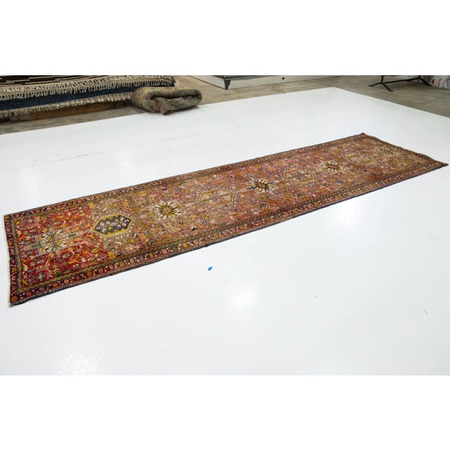 1960s Multicolor Persian Heriz Wool Runner With Allover Pattern For Sale - Image 4 of 8
