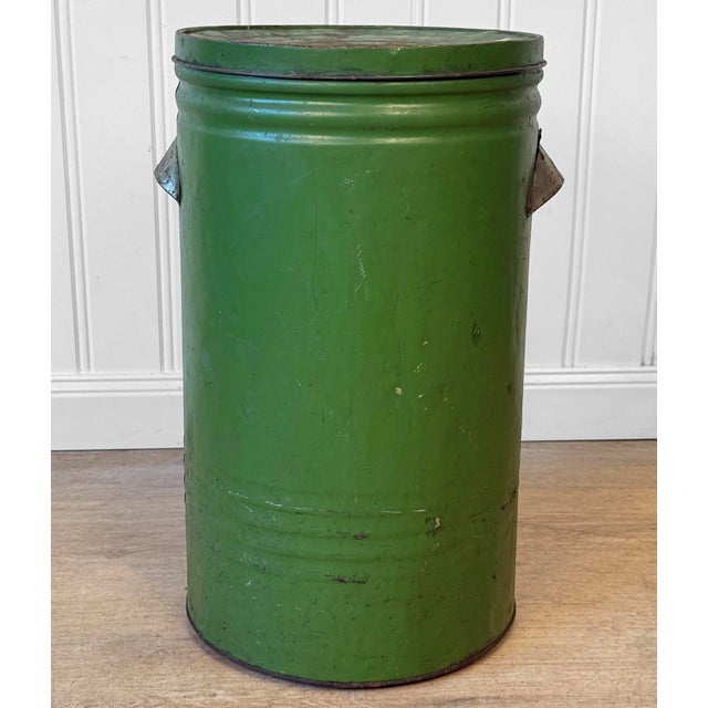 Early 20th Century Antique 22" Farmhouse General Store Green Tin Flour Bin For Sale - Image 5 of 11