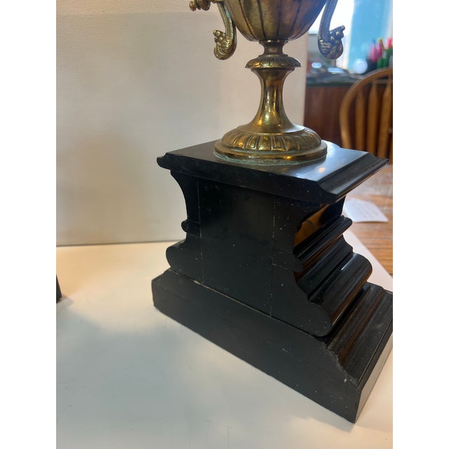 French Ormulo 6 Arm Candelabra Pair in Gold Brass With Marble Bases For Sale - Image 9 of 10