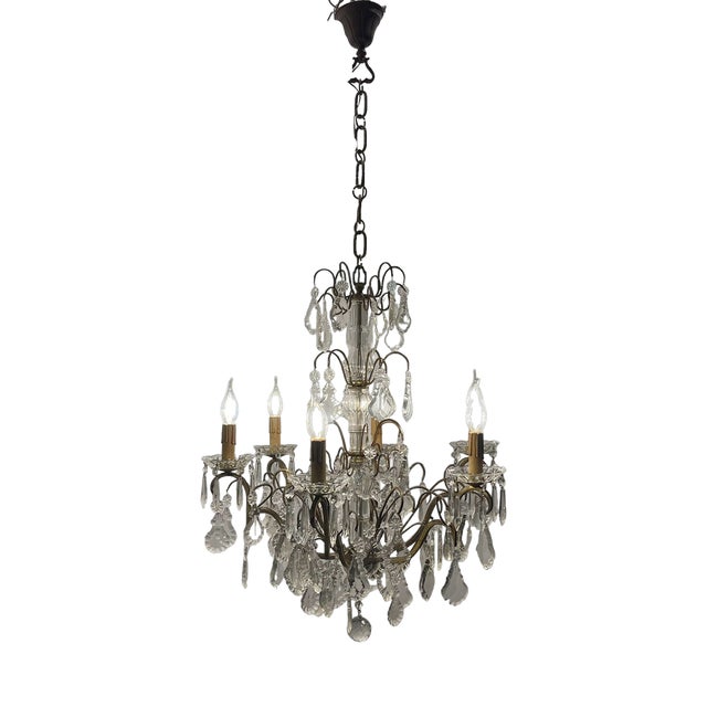 Vintage Crystal Chandelier, 1950s For Sale