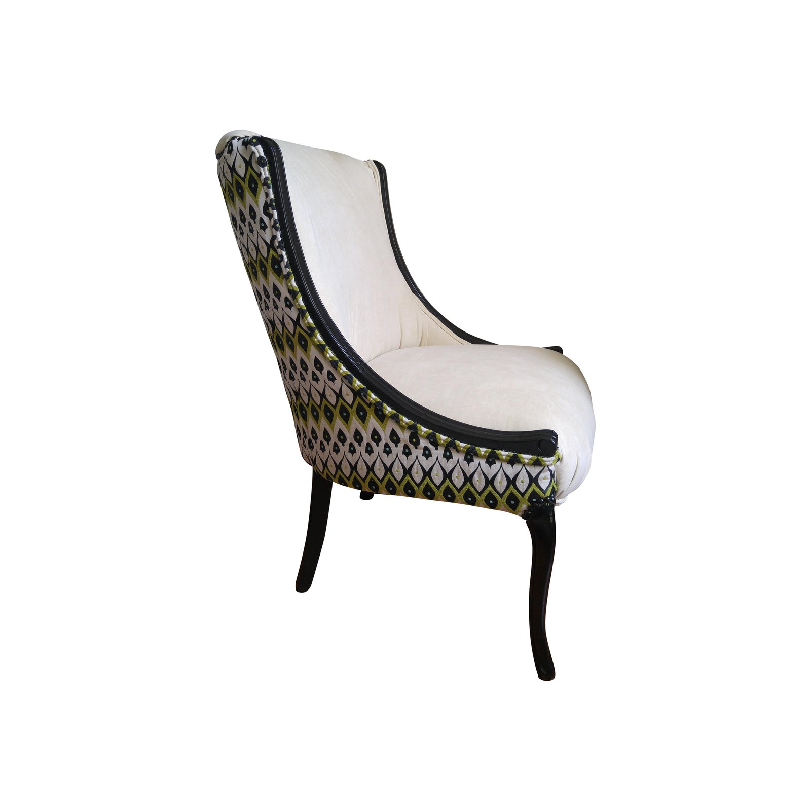 Ivory & Black Accent Chair | Chairish