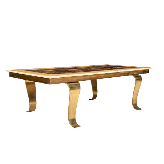 Mid 20th Century Arturo Pani for Muller Brass and Alabaster Mid-Century Modern Coffee Table For Sale - Image 9 of 11