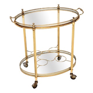 Vintage French Brass Drinks Trolley, 1960s For Sale