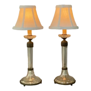A Pair of French Crystal Vanity Table Lamps, Ca. 1920