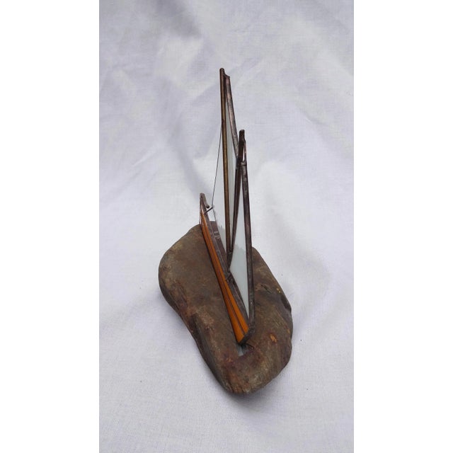 Late 20th Century Stained-Glass Sailboat on Rock For Sale - Image 4 of 11