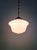Large Art Deco pendant light in white opaline glass with a copper-colored metal frame, 1930s. The pendant light has been...