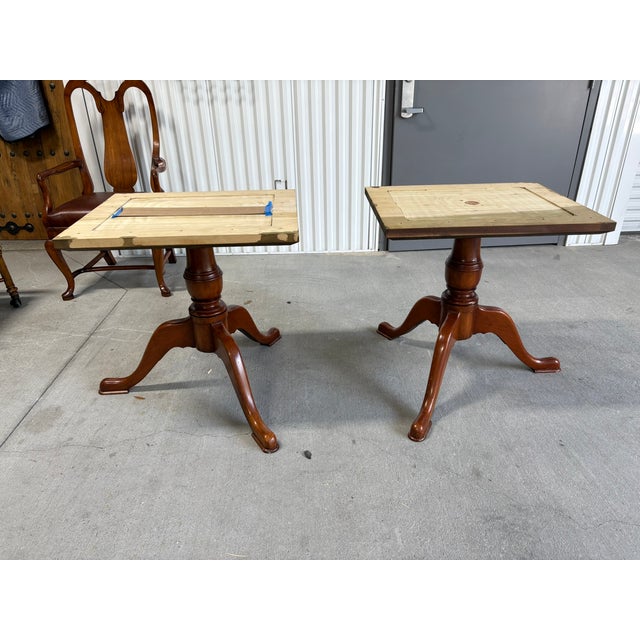 Custom Made Banquet Eastern Black Walnut Two Pedestal Dining Table With Three Leaves, Late 20th Century For Sale - Image 13 of 14