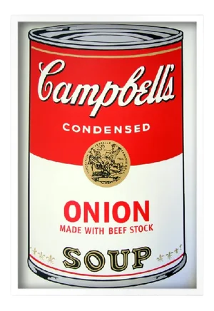 Sunday B. Morning after Andy Warhol, Campbells Onion Soup, Silkscreen Print, Framed