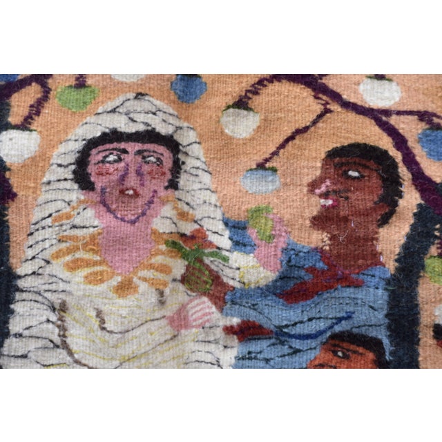 1980s Haraniya Wedding Celebration – Vintage 1987 Handwoven Wool Tapestry by Samiha Ahmed (4.2 X 4.7 Ft) For Sale - Image 5 of 11