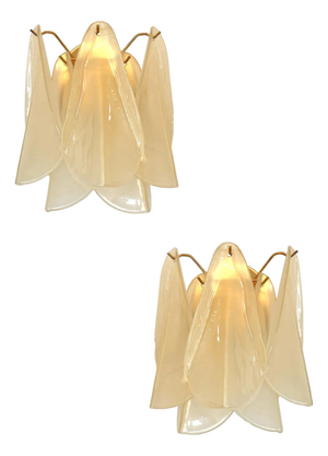 Sanded Champagne Rondini Murano Wall Sconces by Simoeng, Set of 2
