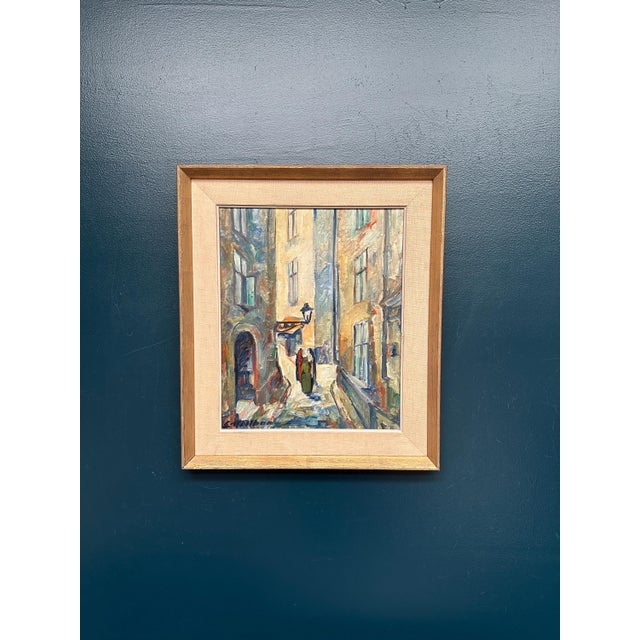 Emil Hellbom, Gamla Stan (Town), 1920s, Oil on Panel, Framed For Sale - Image 17 of 18