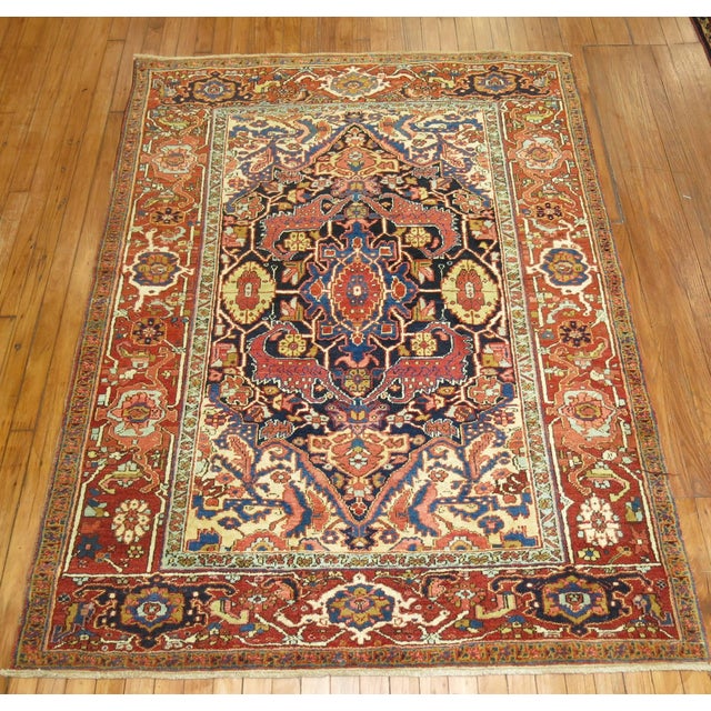 Traditional Antique Persian Heriz Rug For Sale In New York - Image 6 of 6
