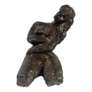"Seated Female"— Bronze-Finish Plaster Sculpture, Herbert Simon 1965 For Sale