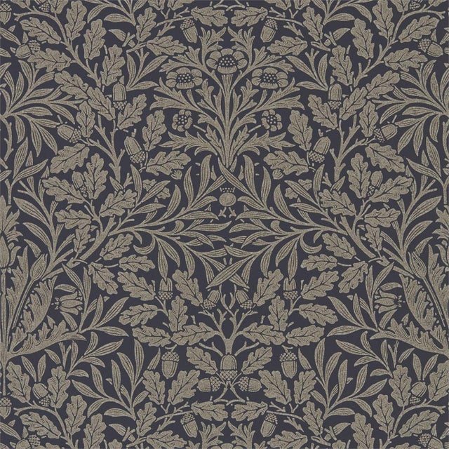 Morris & Co Pure Acorn Wallpaper in Charcoal/Gilver - a Sample For Sale