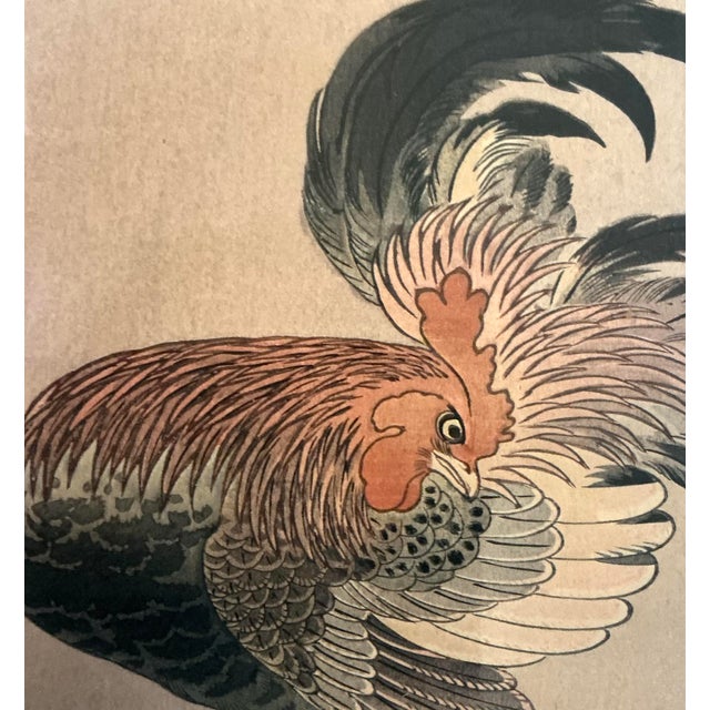 Vintage Asian Rooster Painting With Artist Seal, Framed Bamboo-Style For Sale - Image 4 of 10