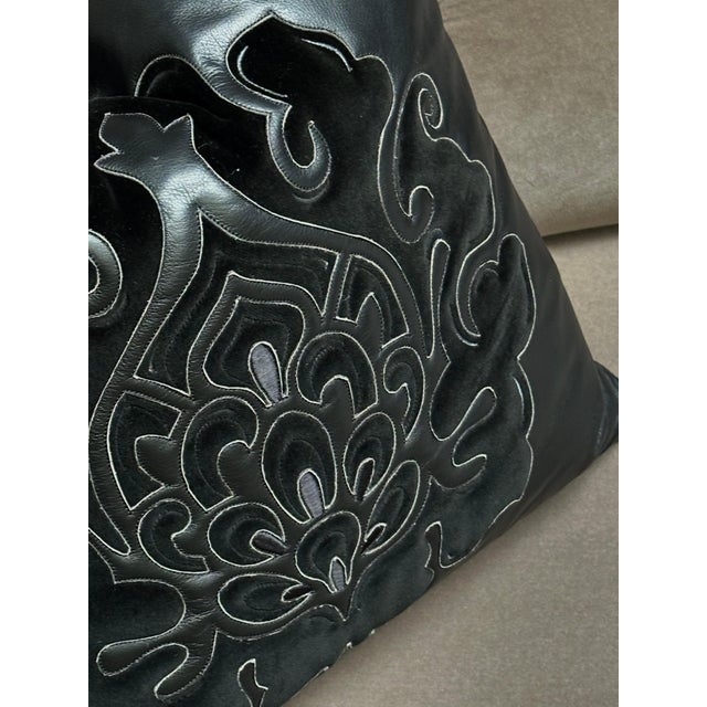 Casa Cushion in Black Leather and Suede Intarsia from Fendi, 2011 For Sale - Image 3 of 10