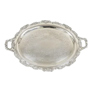 Vintage Epca Poole Silver Co 400 Lancaster Rose Large Silver Plated Serving Platter Tray