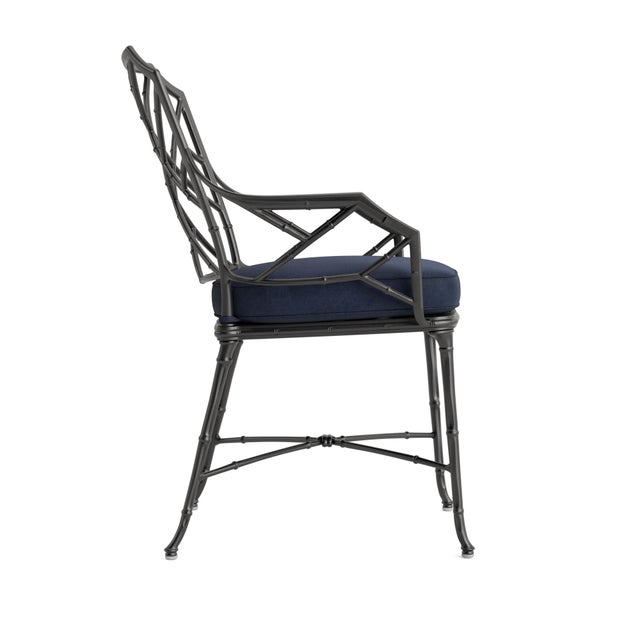 Contemporary Brown Jordan Calcutta Arm Chair, Textured Pewter frame with Fusion Neptune fabric For Sale - Image 3 of 11