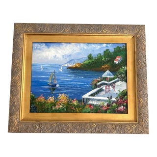 20th Century Mediterranean Coastal Painting For Sale