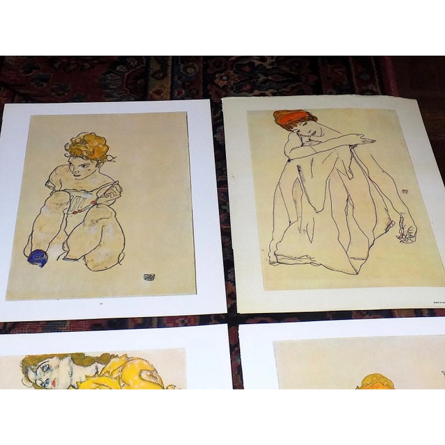 Expressionism Authentic Vintage 20th Century Signed Egon Schiele Expressionist Nude Female Figural Lithographs - Set of 12 For Sale - Image 3 of 8