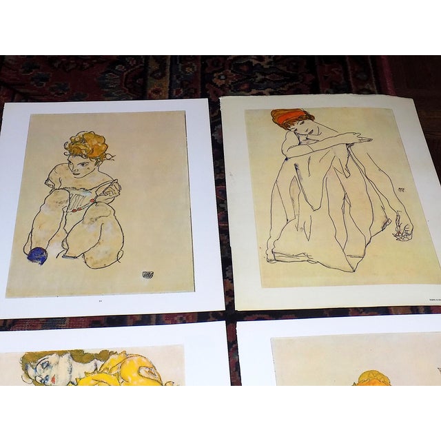 Expressionism Vintage 20th Century Signed Egon Schiele Expressionist Female Figural Lithographs - Set of 12 For Sale - Image 3 of 8