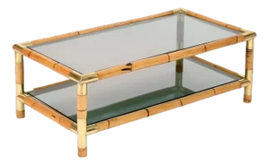 Bamboo, Brass and Smoked Glass Coffee Table, Italy, 1970s
