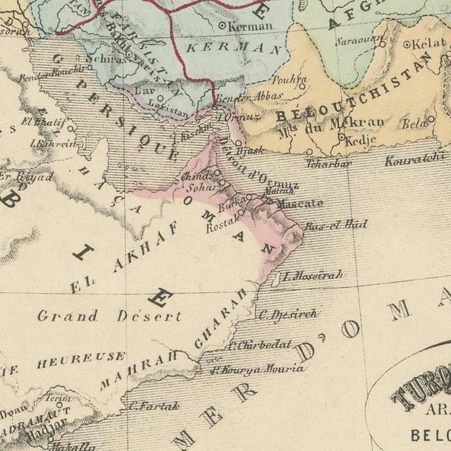 Antique Map of Turkey in Asia, Arabia, and Afghanistan by Hachette, 1860 For Sale - Image 9 of 12