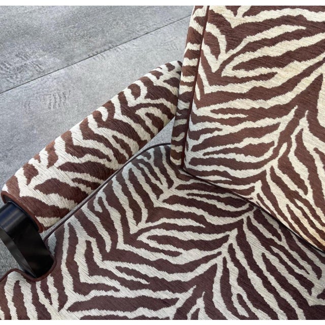 Larry Laslo for Directional Zebra Pattern Wood Frame Lounge Club Chairs, a Pair For Sale In West Palm - Image 6 of 12