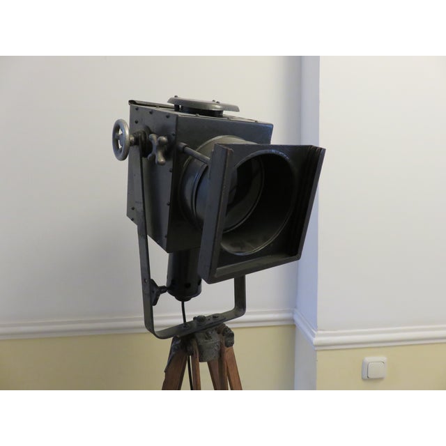 Black Stage Spotlight on Wooden Stand, 1930s For Sale - Image 8 of 18