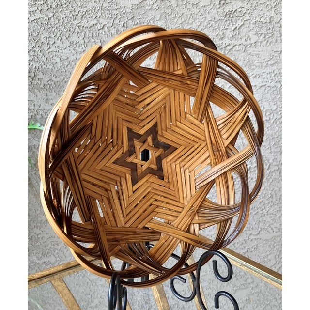 Mid 20th-Century Polish Tatza-Influenced Plaited Weave Rattan Center Star Shallow “Bowl Basket” For Sale - Image 11 of 18