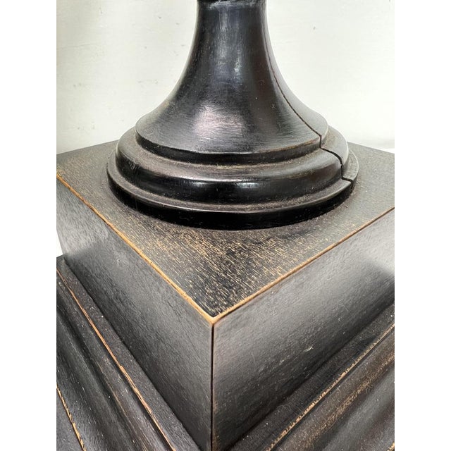 Turned Dark Oak Baluster Shaped Table Lamp, 1950s For Sale - Image 15 of 18
