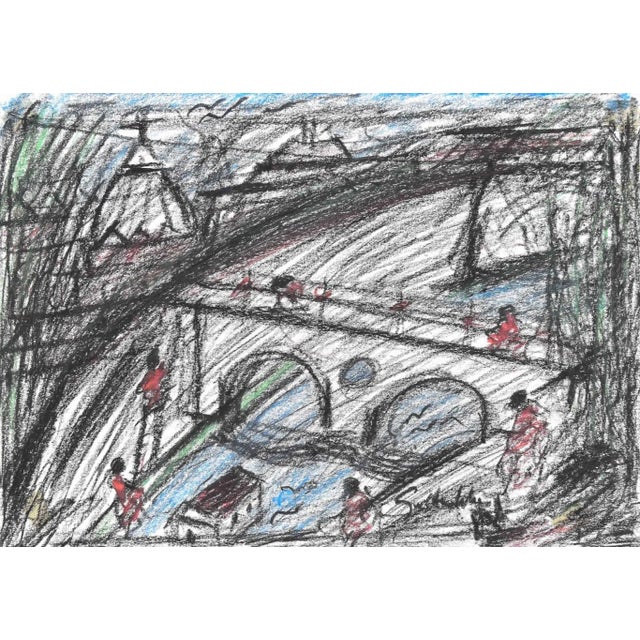 The Tiber is an original Contemporary artwork realized by Nazareno Gattamelata in the 1970s. Original colored oil pastels...