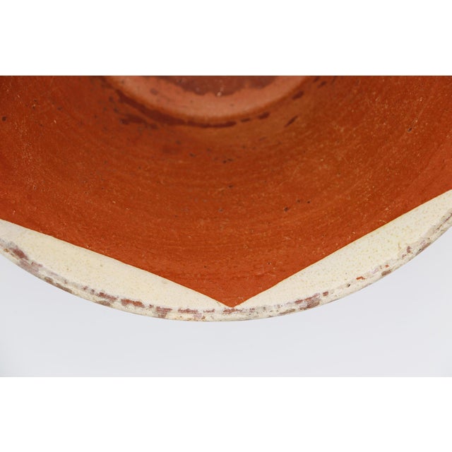 19th Century Portuguese Tan & Orange Terracotta Dairy Bowl, Earthenware For Sale - Image 6 of 11