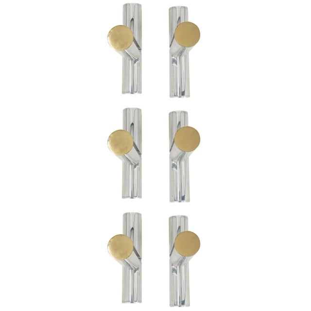 Karl Springer Set of 3 Wall Shelf Brackets in Polished Aluminum & Brass Attbuted to Karl Springer For Sale - Image 4 of 8