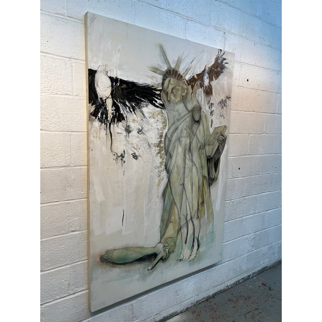 Contemporary Mid 20th Century Unique Statue of Liberty Mixed-Media Contemporary Artwork For Sale - Image 3 of 11