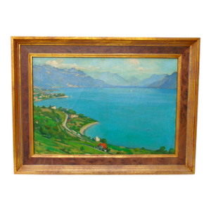An Alpine Lake - 1921, Original Oil Painting