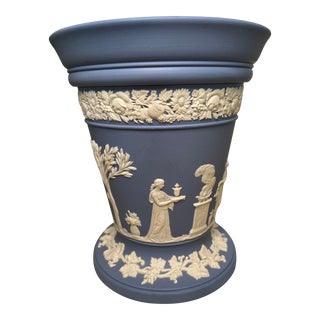Wedgwood Jasperware Arcadian Vase With Flower Frog For Sale